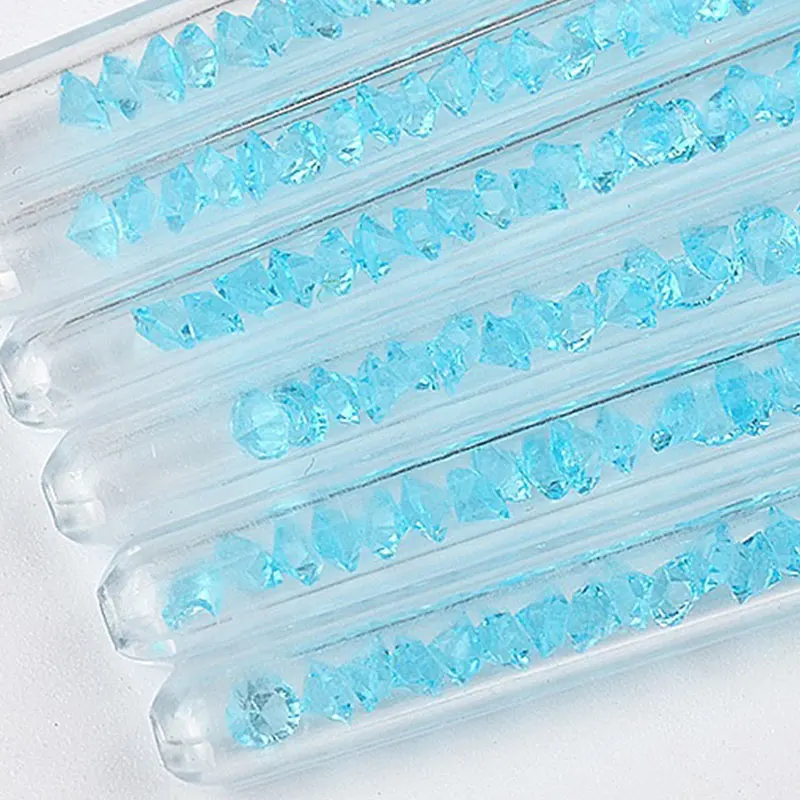 

6Pcs/set Nylon Hair Nail Brush Blue Rhinestone Handle Kolinsky Acrylic Brush Pen Nail Gel Builder Carving Dotting Drawing Tools