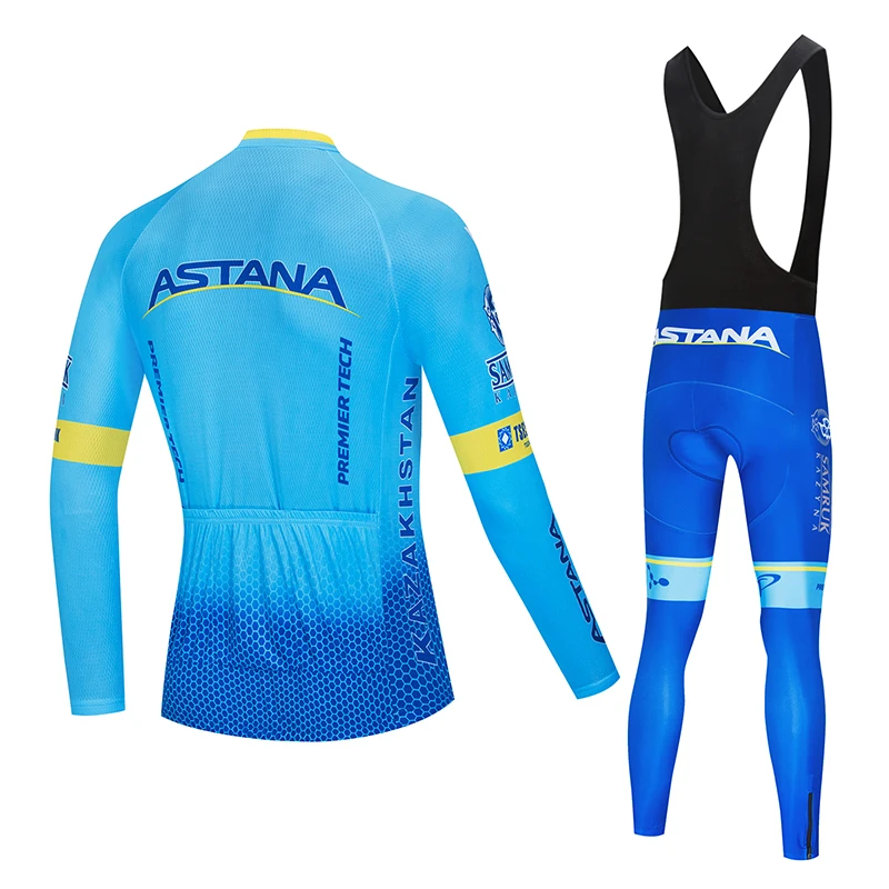 2019 Астана Pro Team Мужская зимняя теплая флисовая велосипедная футболка комплект