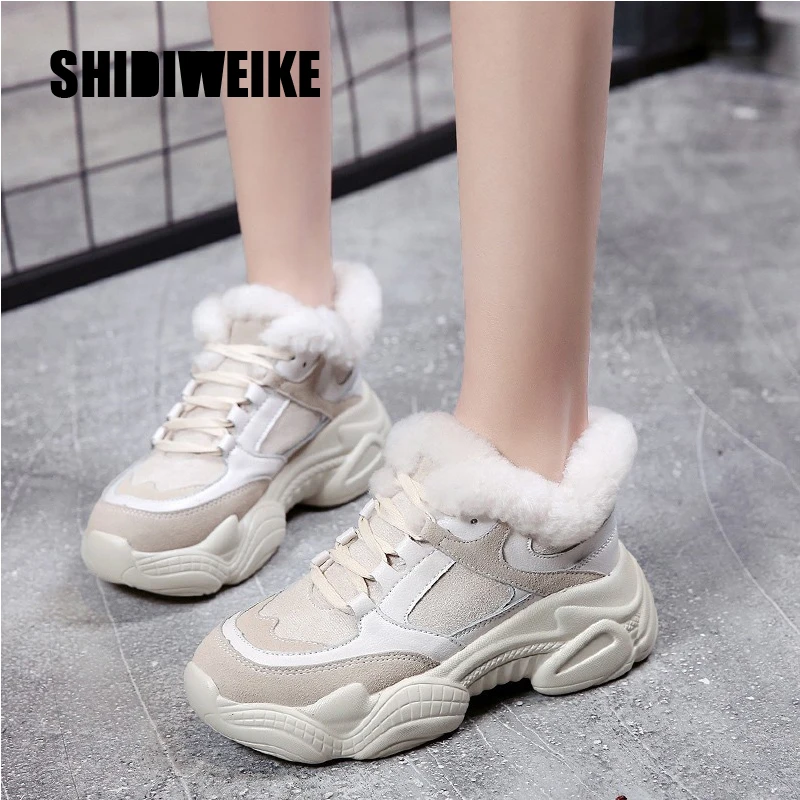 Женские ботинки на платформе Новинка 2019 года зимние плюшевые женские дышащие