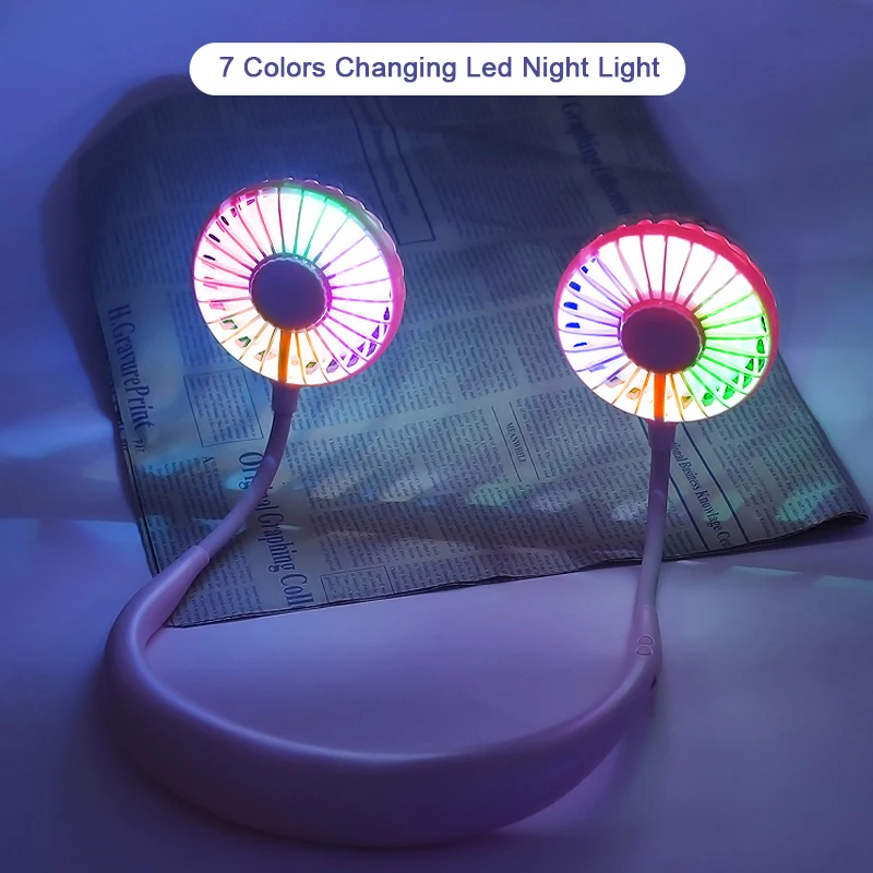 Новый спортивный шейный вентилятор светодиодный светодиодной ночной подсветкой