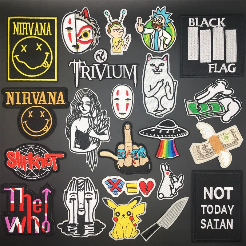Nirvana рок-группа нашивки значки Рик и Морти мультфильм Покемон нашивки металлическая полоса железные нашивки для детской одежды Appliues