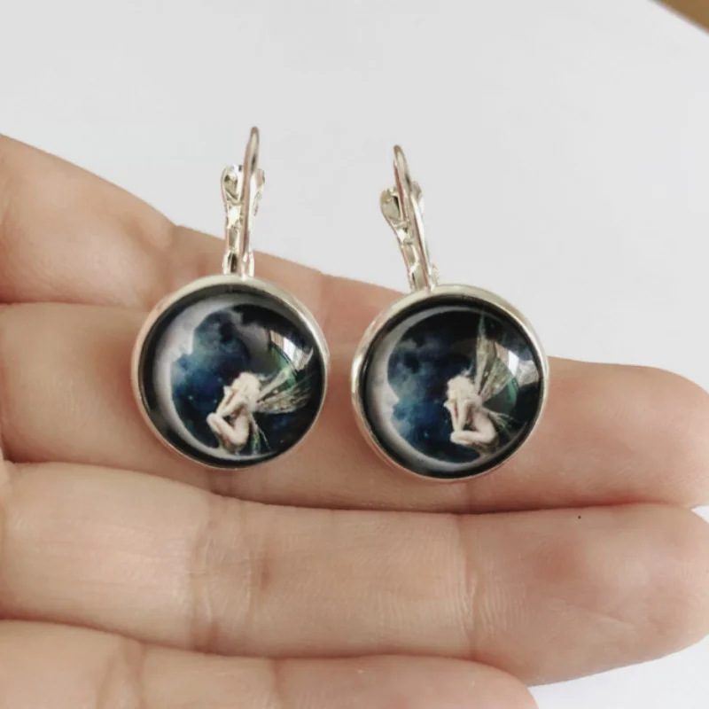 

Fashion Women Gemstone Moon DIY Alloy Dangle Earrings Party Jewelry Gifts