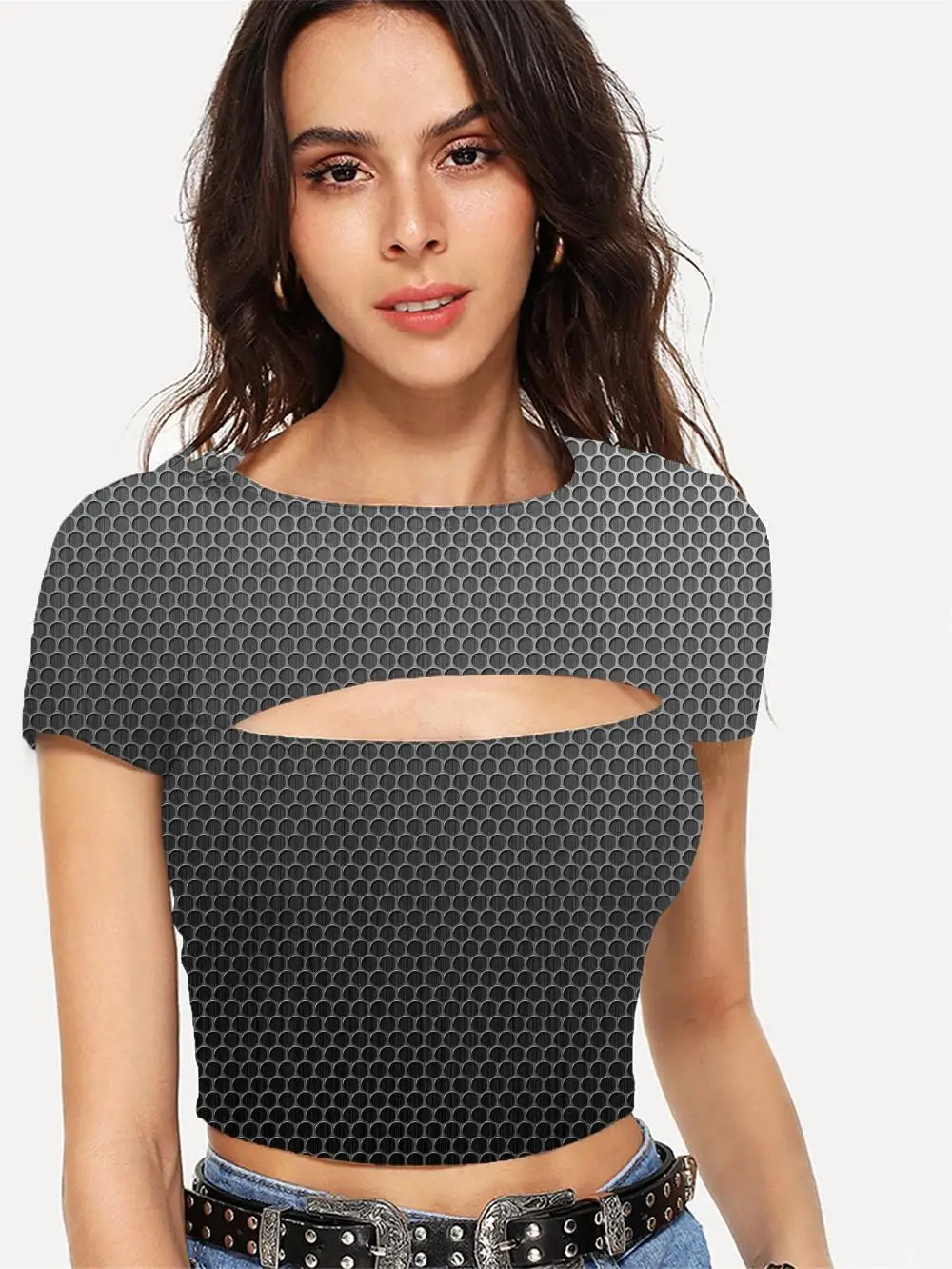 

Футболка женская с геометрическим принтом, с коротким рукавом