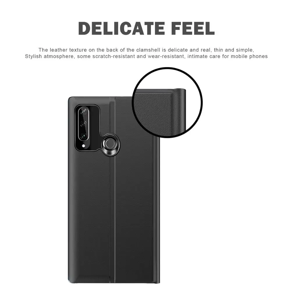 

Smart View Leather Phone Case For Huawei Y5P Y6P Y7P Y9 P20 P30 P40 Mate 20 Pro Lite E For Nova Honor P smart Flip Cover Cases