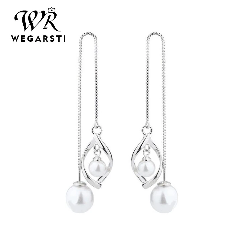 Серьги подвески из натурального пресноводного жемчуга серебро 925