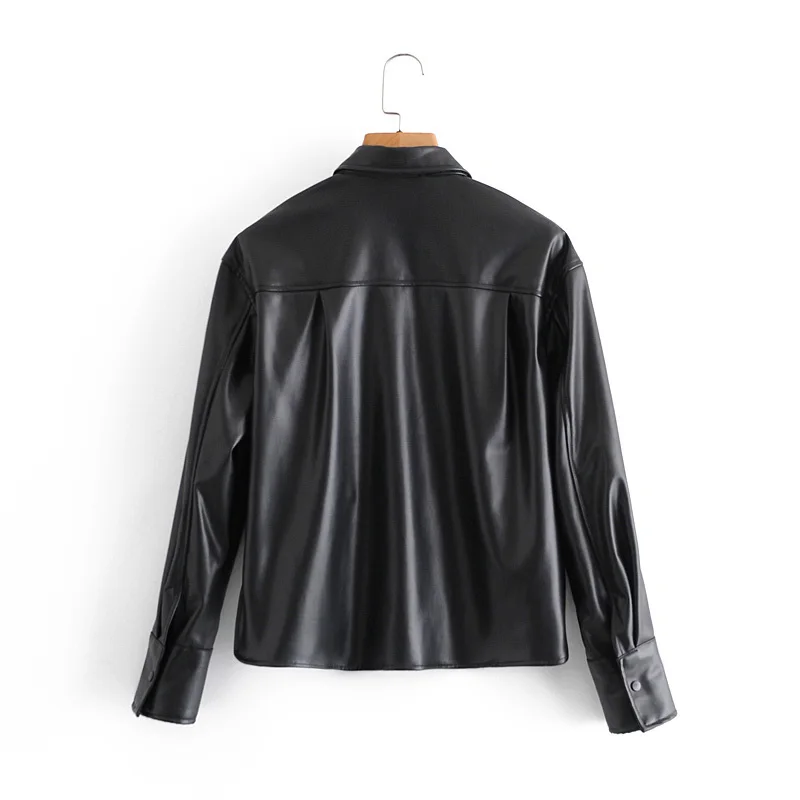 

Za 2020 Women's PU Leather Jackets Black Loose Coats Outerwear Streetwear Faux Leather Korean Style Female Autumn Long Sleeves