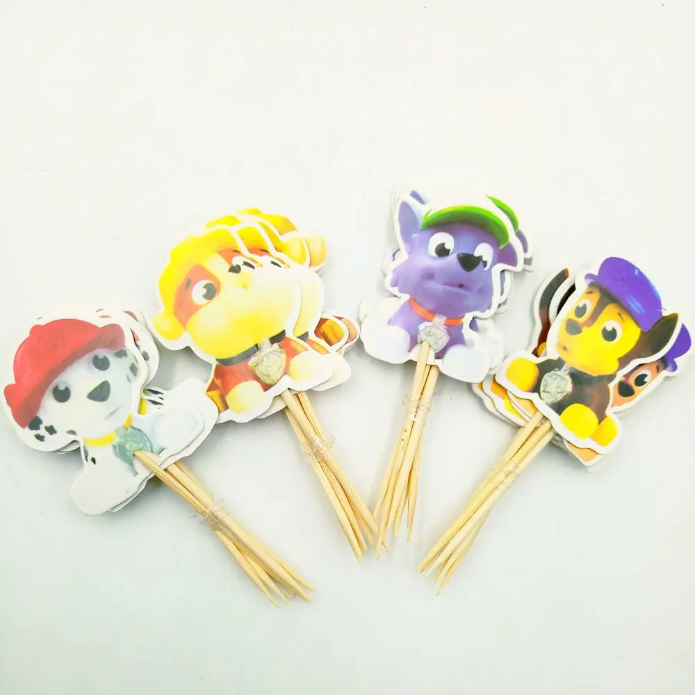 Cake Topper 24pc Из мультфильма «Щенячий патруль» для дня рождения украшения, товары для вечеринки для маленьких мальчиков посуда скатерть тарелки чашки баннеры подарки с рисунками из мультфильма «Щенячий патруль» Детские сувениры - Цвет: Cake Topper 24pc