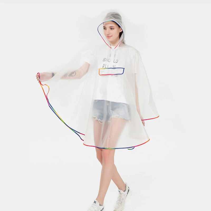 

MEHONESTLY new adult fashion waterproof plastic EVA women rain coat cape hooded for Girls ladies Hiking Cycling Poncho