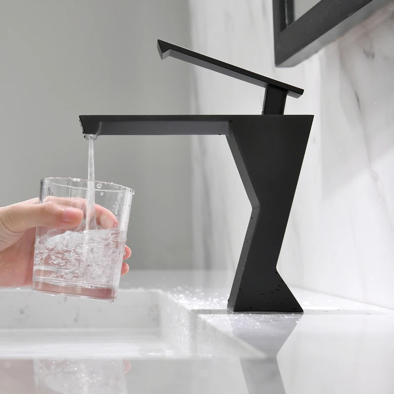

Tuqiu Basin Faucet Black Bathroom Faucet Basin Mixer Tap White Wash basin Faucet Single Handle Hot and Cold Waterfall Faucet
