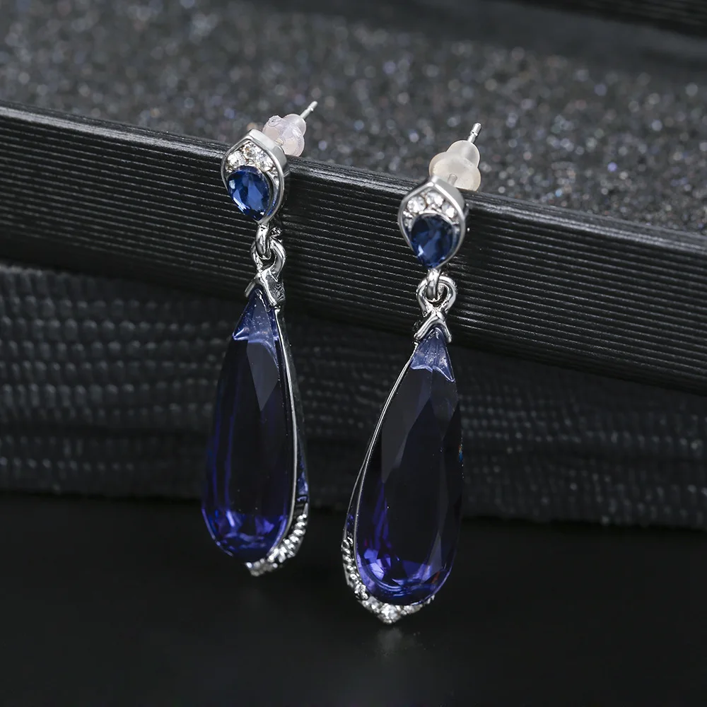 Новые роскошные женские синие серьги в форме капли воды модные из искусственного