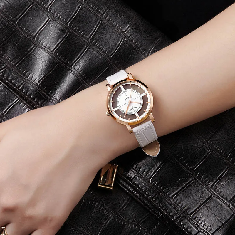 DOOBO часы топ новые роскошные из розового золота женские прозрачные модные Montre Femme