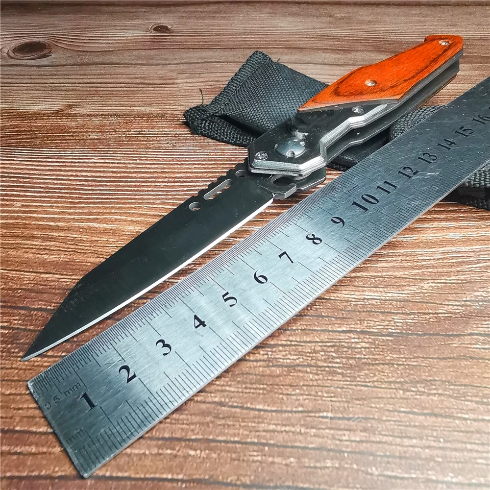 Складной нож 9CR18MOV 200 мм быстрооткрывающийся карманный с деревянной ручкой ножи CS