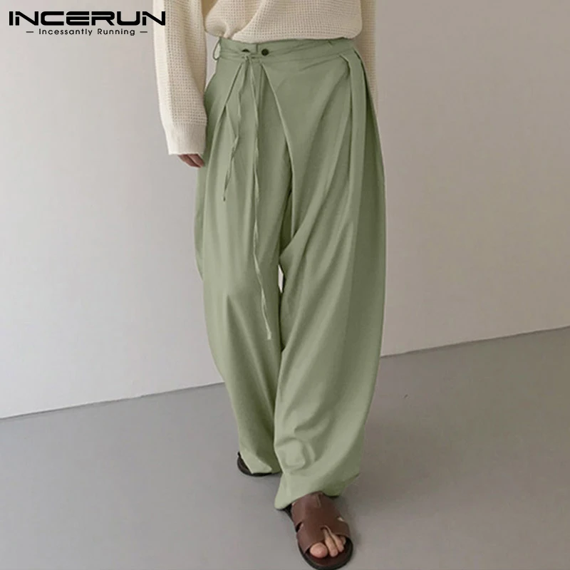 

Брюки мужские с завышенной талией, повседневные свободные штаны в уличном стиле, широкие брюки с шаговым швом, 2021