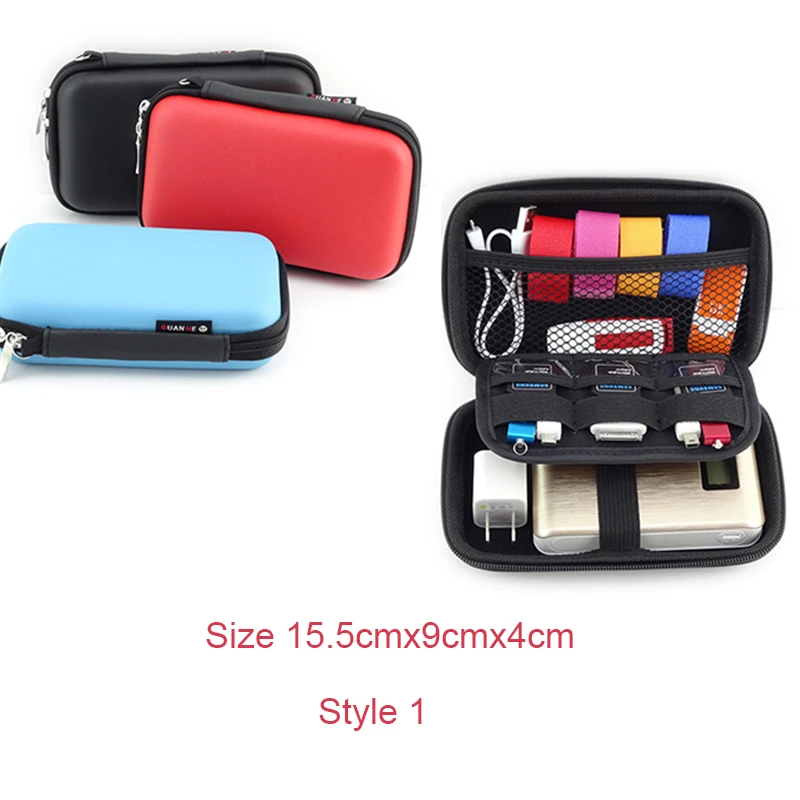 Zipper Earphone Case Leather Storage Box Portable USB Cable Organizer Carrying Hard Bag For Coin Memory Card |