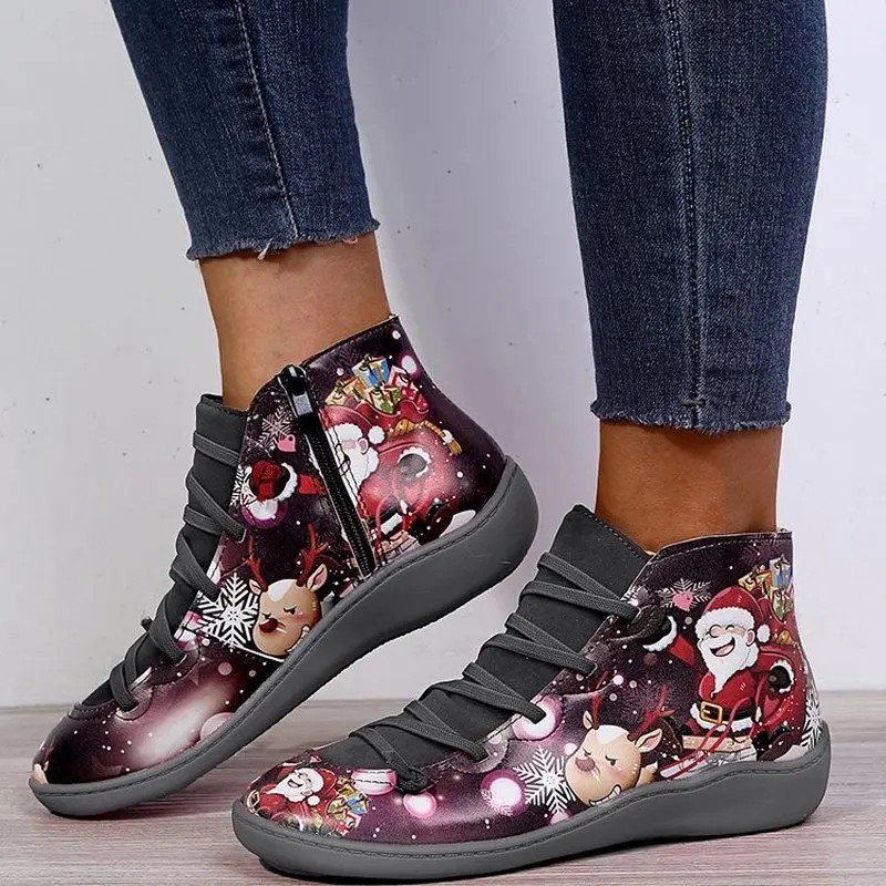 Женские ботильоны из ПУ кожи на плоской подошве | Обувь