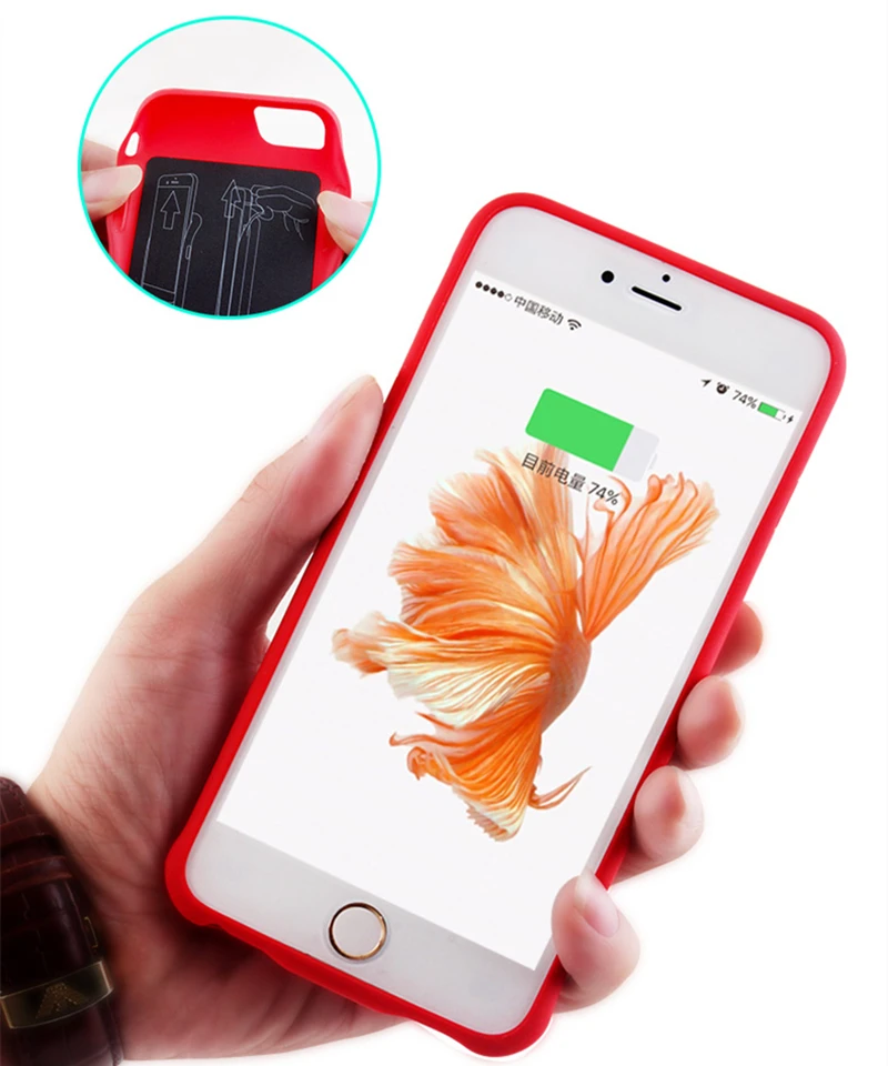 Портативный чехол с функцией зарядки для iPhone 6s 7 8 Plus резервным внешним