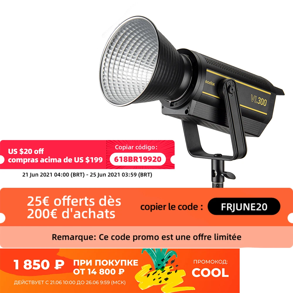 Светодиодная лампа для видеосъемки Godox VL300 300 Вт 5600K белая версия непрерывный