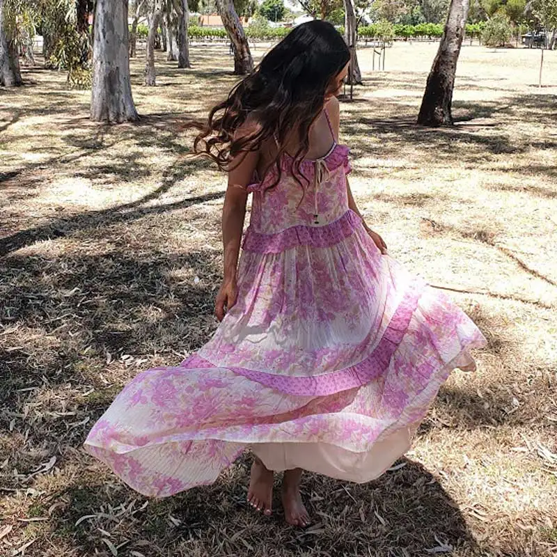 GypsyLady розовый сарафан с цветочным рисунком на бретелях миди летнее платье