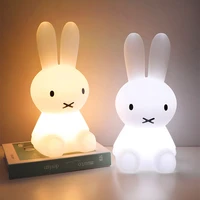cartoon rabbit night light usb rechargeable girl bedroom decoration lamp colorful remote control timing table lamp birthday gift