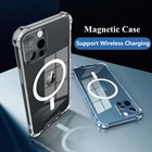 Чехол Для Magsafe, прозрачный Магнитный защитный чехол для iPhone 13 12 Mini 11 Pro Max XR XS X 8 Samsung S21 Plus Ulra Magsafing, бамперы