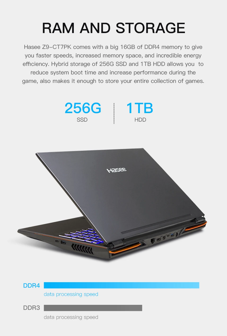 Ноутбук hasee Z9-CT7PK Intel Core I7-9750H+ RTX 2070/16GB ram/256G SSD+ 1T HDD/15,6 ''144Hz ips 72% NTSC) игровой ноутбук
