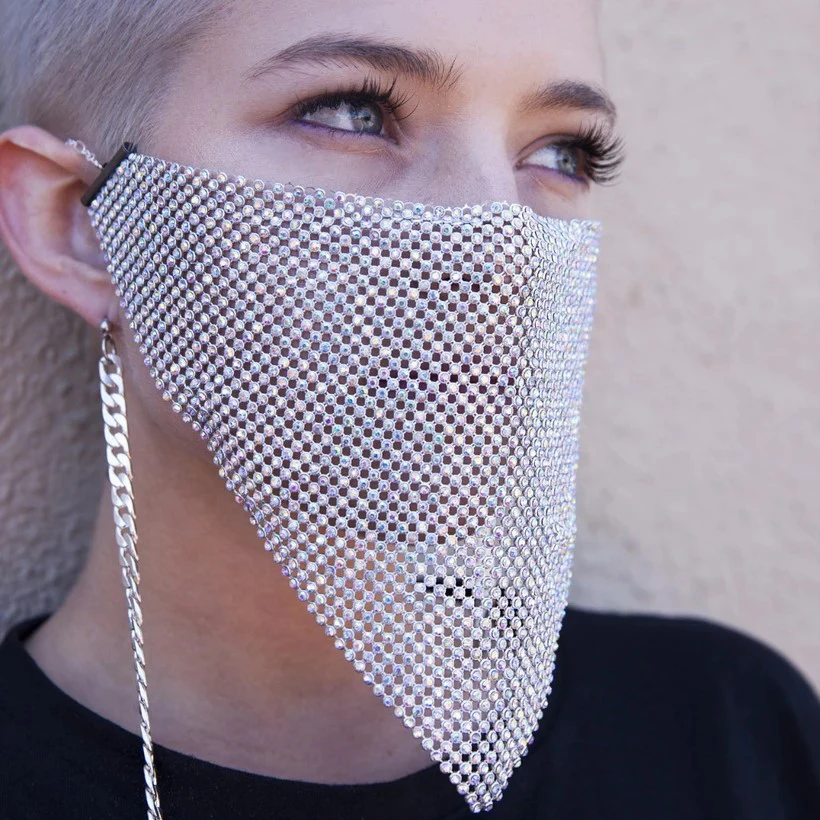 Блестки личности металла Блестящий Алмаз треугольник вуаль Женская мода стразы