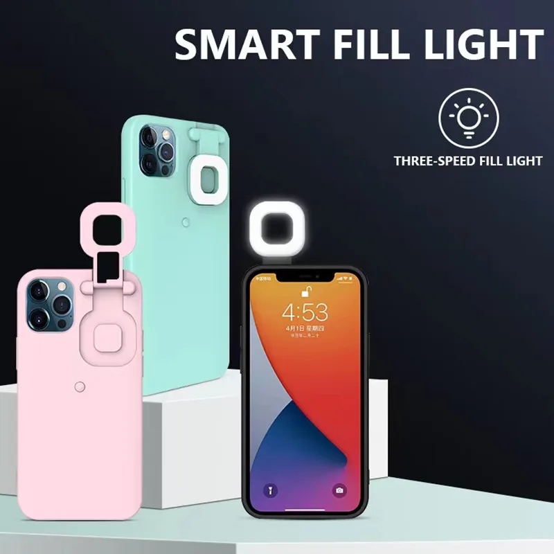 

Чехол для iPhone 12 11 Pro Max, чехол для селфи со светодиодной подсветкой, подставка для макияжа, чехол, Жесткий Чехол для женщин, новый дизайн, лидер...