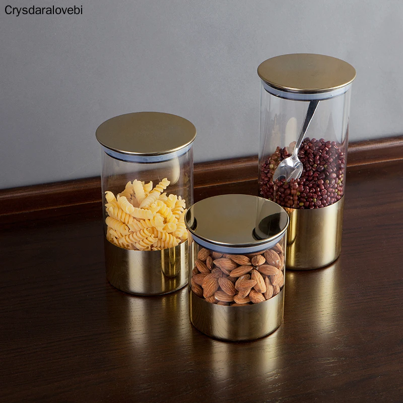 

Household Glass Sealed Jars with Cover Transparent Kitchen Storage Tank Moisture-proof Food Storage Tank European Glass Jar