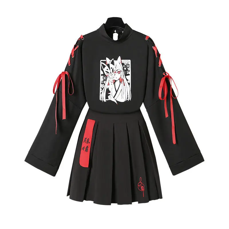 

Chinese Style Hanfu Women's Spring Clothing 2021 New Thin Long Sleeved Sweatshirt Short Skirt National Style Retro Suit