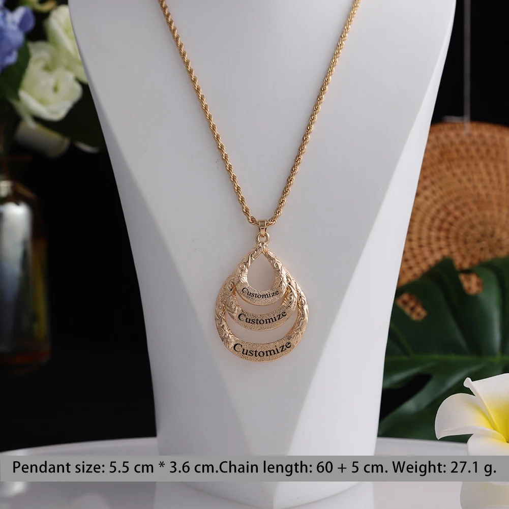 

Cring Coco Custom 3 Name Necklaces Hawaiian Gold Plated Customized Letter Chain Necklace Designer Jewelry for Women Couple New