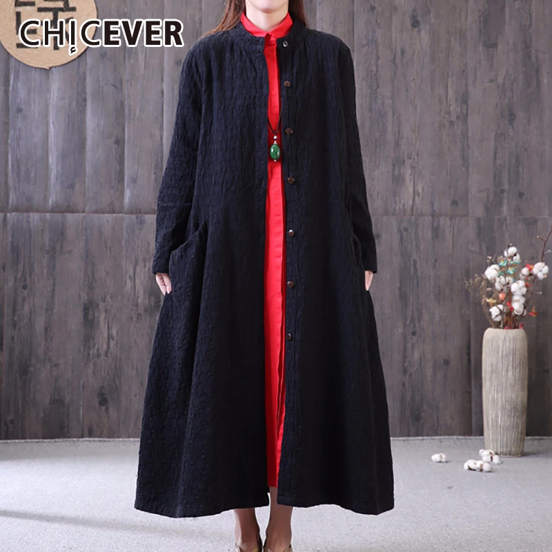CHICEVER винтажная ветровка пальто для женщин свободное большой размер длинный
