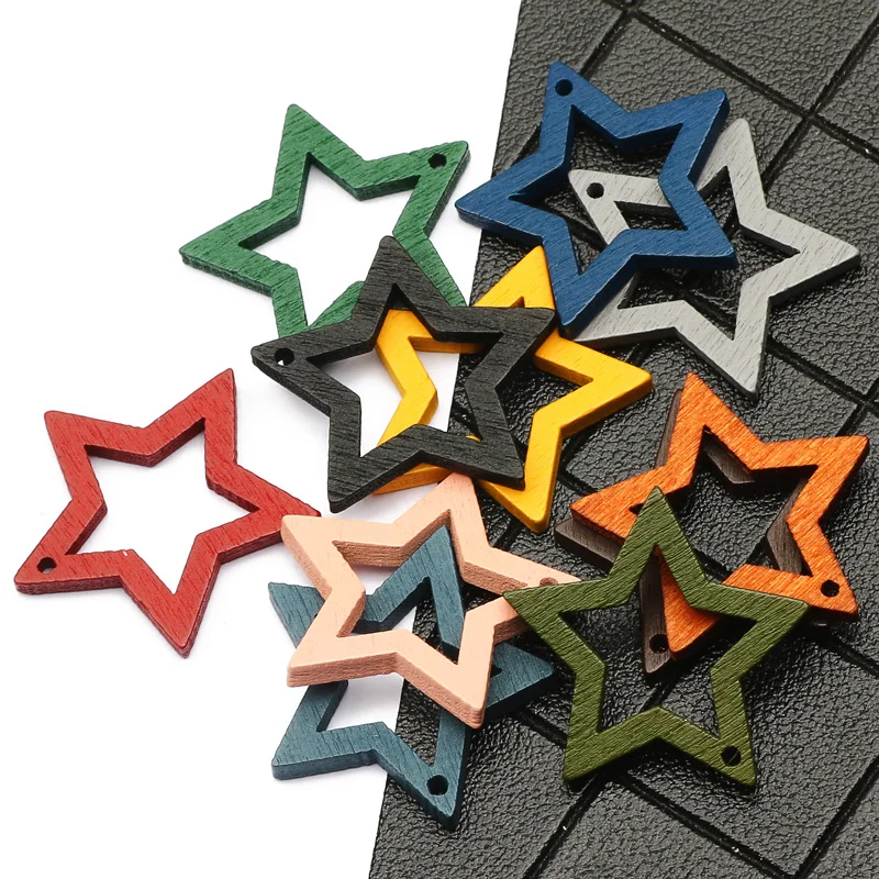 

Natural Wooden Beads Star Shape Charms For Jewelry Making Beads For Handmade Earring Bracelet Necklace Accessories Supply