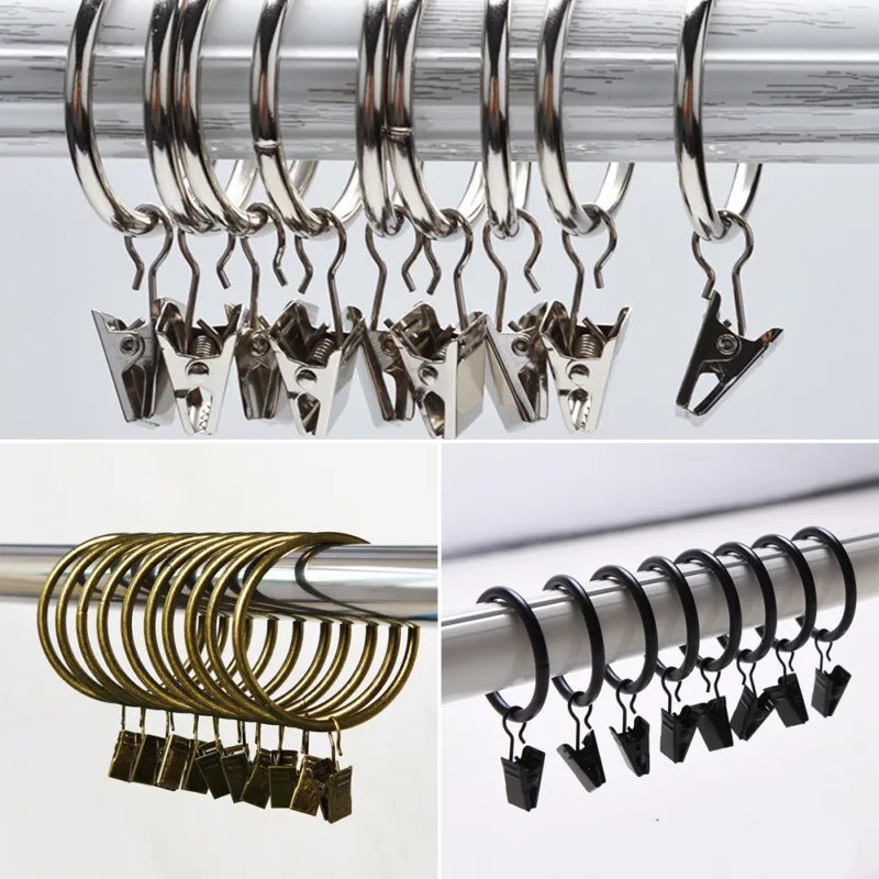 10 шт. металлические кольца для занавесок 3 цвета и размера удочки скользящие