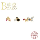 BOAKO циркониевые серьги для девочек серьги для женщин 925 серебряные серьги модные серьги-гвоздики Бижутерия Серьги Brincos, можно носить с кристаллом сиреневого цвета подарок