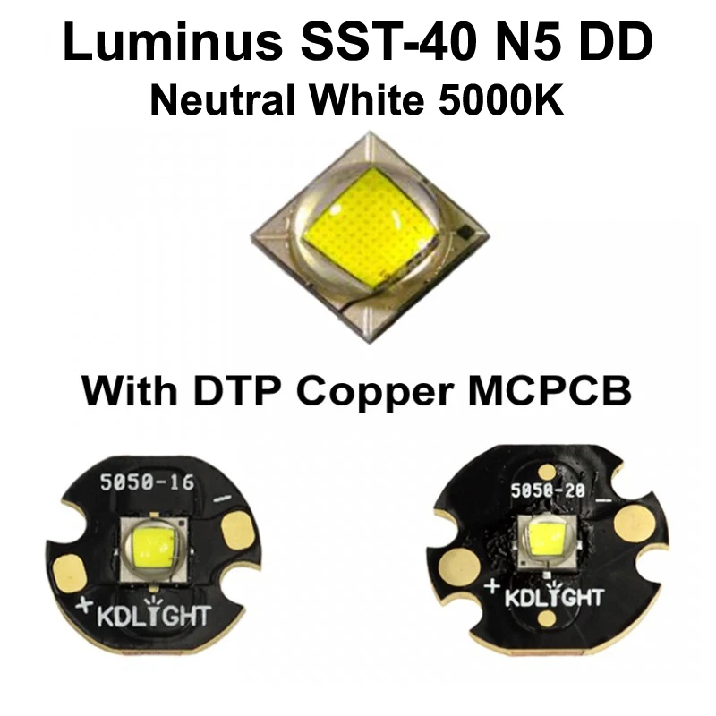 Luminus SST-40 N5 DD нейтральный белый 5000K светодиодный излучатель с KDLITKER 16 мм/20 мм DTP Copper