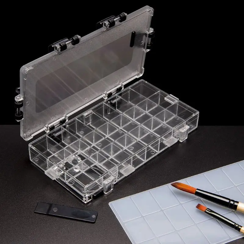 

24/36 Grids Watercolor Moisturizing Painting Palette Leakproof Paint Palette Storage Box Stationery Drawing Supplies X3UE