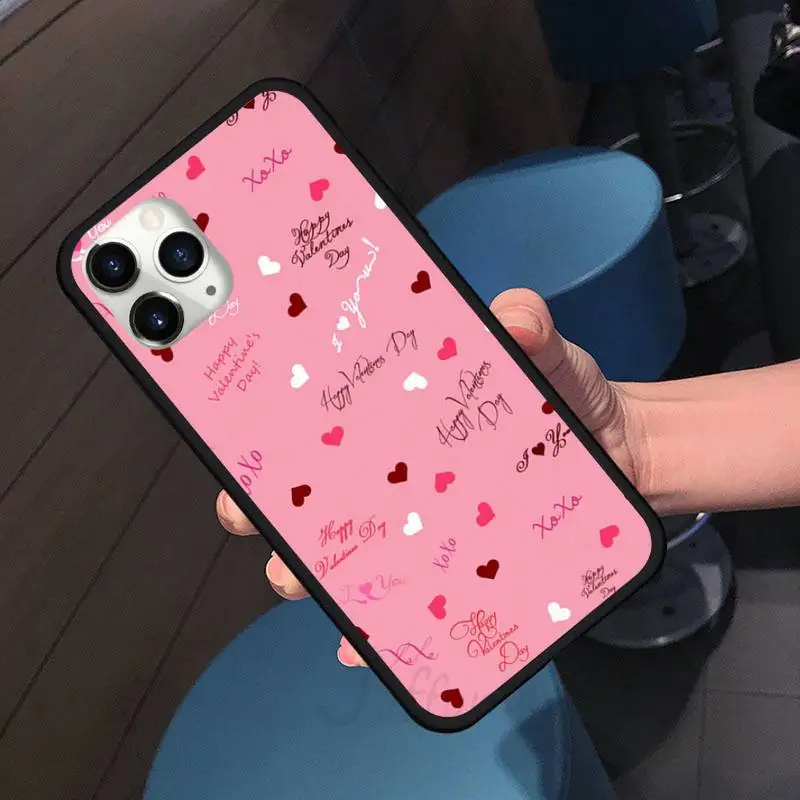 

love heart red fashion cute pink Phone Case For iphone 7 8 12 11 XR XS pro Max Mini plus Soft silicone cover shell funda