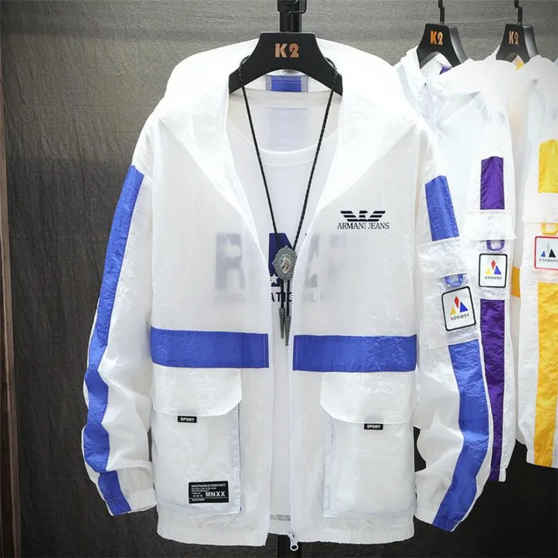 

Mens Sun Protection Clothing Ultra-thin Breathable Jacket Summer Ice Silk Youth Fashion Trend Skin Clothing Ladies Casual jacket