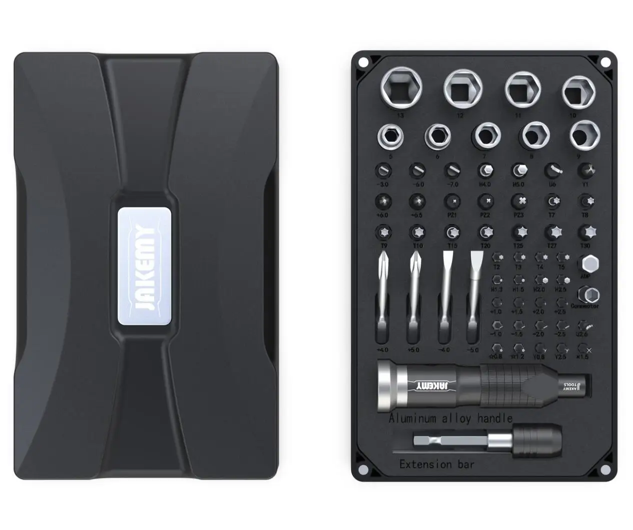 

JAKEMY 60 в 1 JM-6125 бытовой Набор отверток Магнитный S2 биты с Алюминий ручка сплава соединитель раструбного соединения для гибкий удлинитель