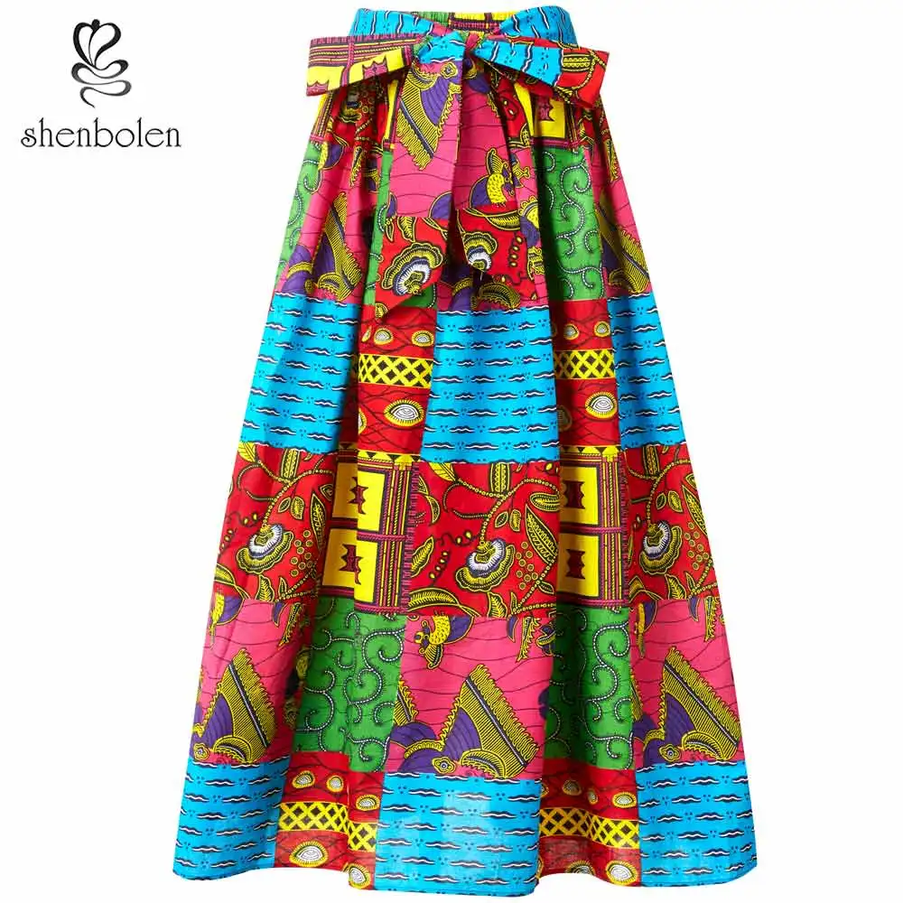 В африканском стиле Одежда для женщин Анкара юбка восковые хлопковые Макси dresshigh