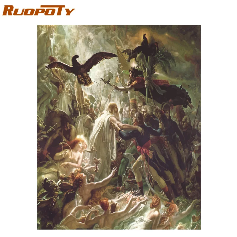 190820-19 Ruopoty рамка Diy Краска ing по номерам Бабочка Животные Современная Настенная живопись холст Рисование акриловая краска по номерам для домашний декор - Цвет: 190820-19