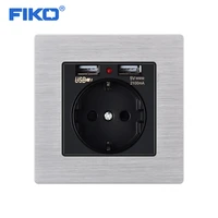 fiko 1 gang socket glass grey design eu wall socket 5v 2a grey tempered glass frame fb 08 free shipping charger adapter socket