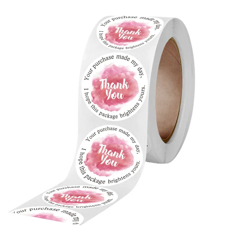 

500pcs/roll 1 inch thank you handmade crafts decoration envelope seal sticker party wedding gift thank you sticker label