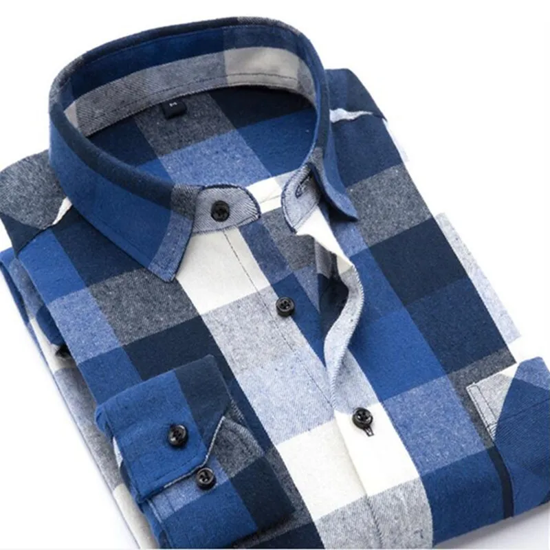 Рубашка мужская с длинным рукавом фланелевая Удобная Повседневная блуза в