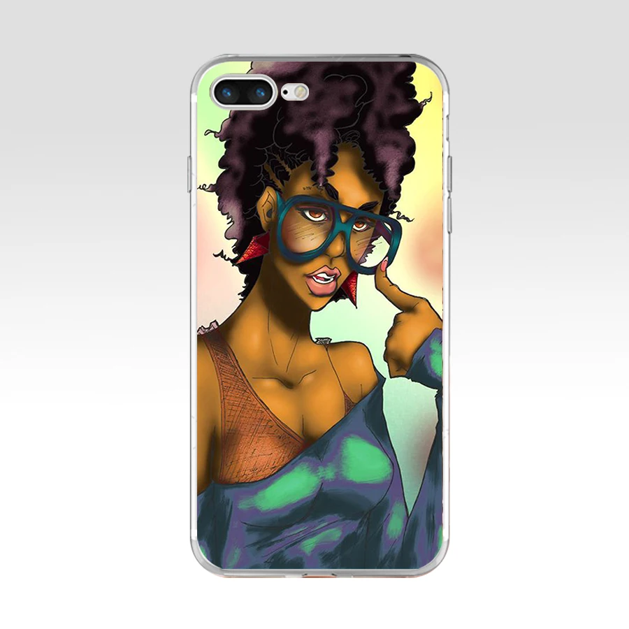 04aa afro gift soft silicone tpu cover phone case for iphone 6 6s 7 8 plus case free global shipping