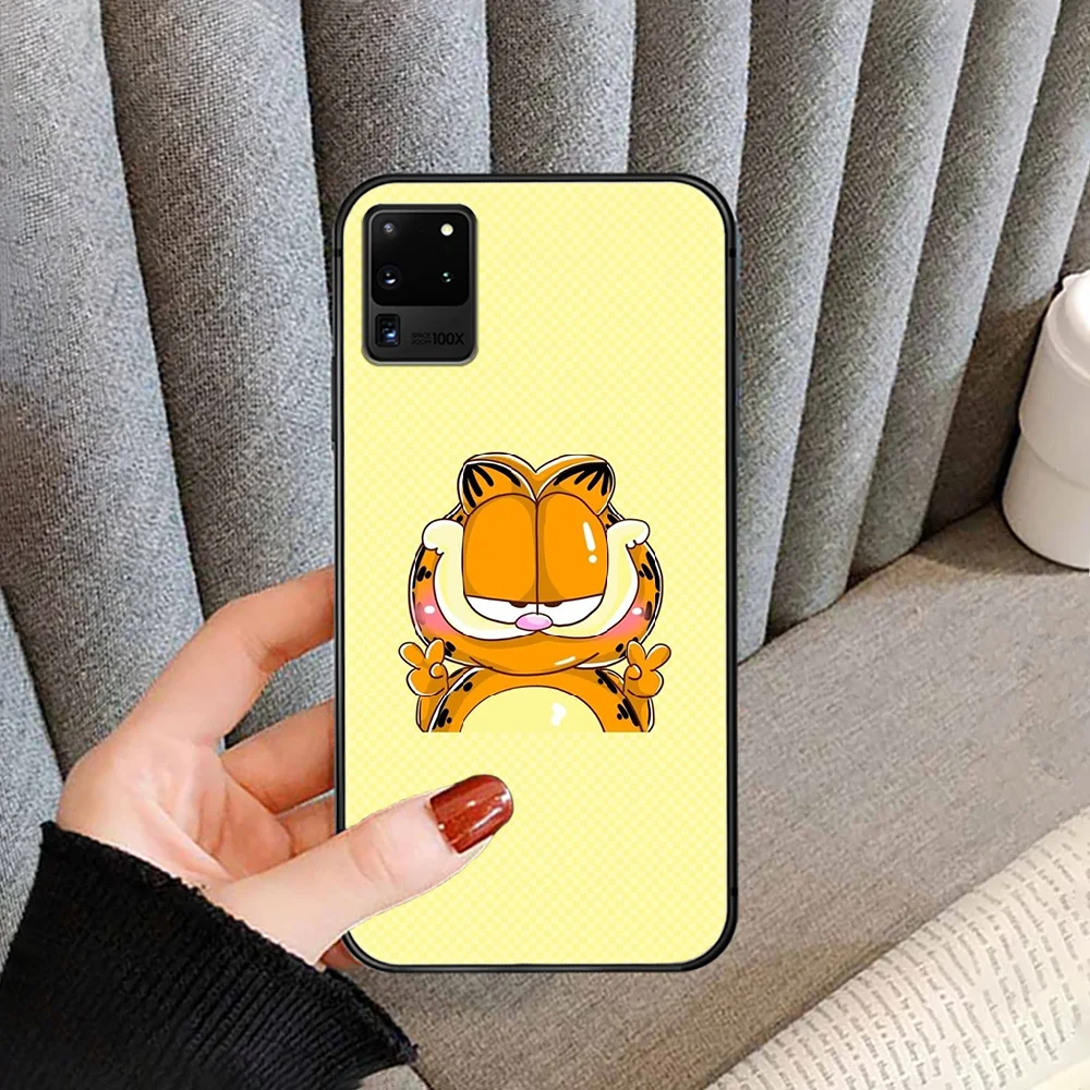 

Cartoon Cute anime Garfield Phone case cover for For SamSung Galaxy S Note 7 8 9 10 20 Uitra Plus E Lite black black hoesjes