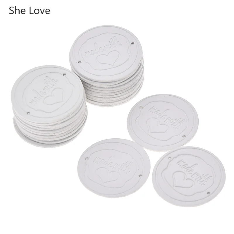 24 шт. круглые этикетки из искусственной кожи для джинсов и сумок|Этикетки одежды|