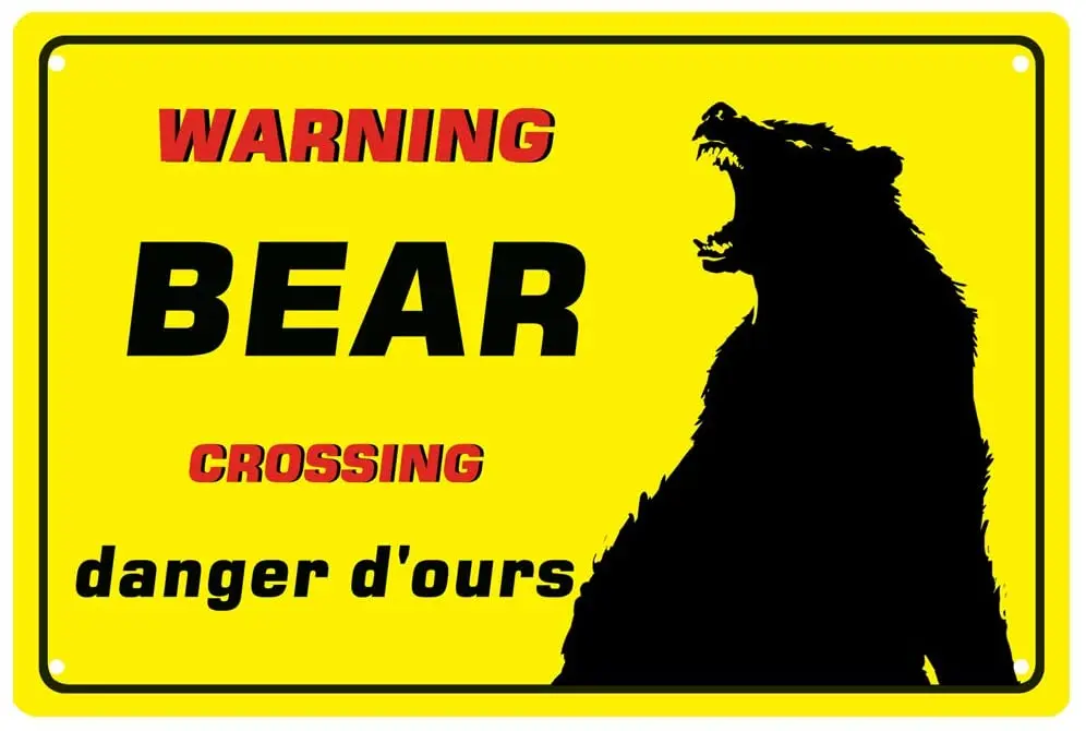 

Metal Tin Sign Retro Wall Decor Warning Bear Crossing Vintage Tin Signs for Home Bar Coffee 8" x 12" inch