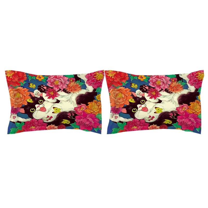 

Flowers Cat Bedding sets twin queen king Quilt Cover cute Pillow Case single double girls duvet cover set cartoon bedclothes