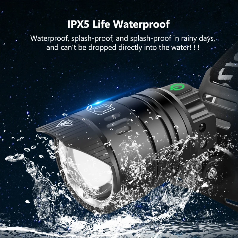 Мощный светодиодный налобный фонарь XHP199 7800 мАч перезаряжаемый XHP160 Usb Фонарь для